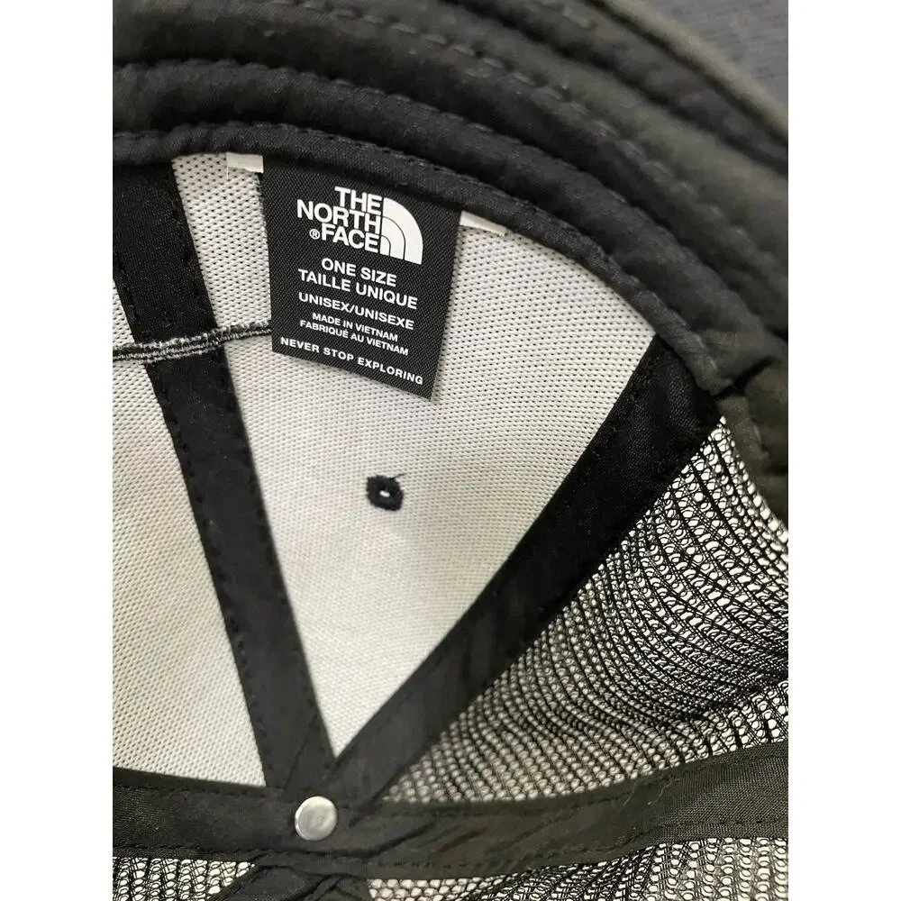 North Face Snapback Black Trucker Mountain Patch Mesh Back Adjustable Hat Cap